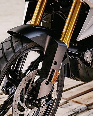 Horquilla invertida en dorado anodizado de la G 310 GS.