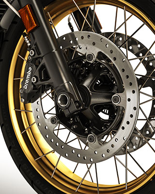 Vemos las llantas doradas de la R nineT Urban G / S.