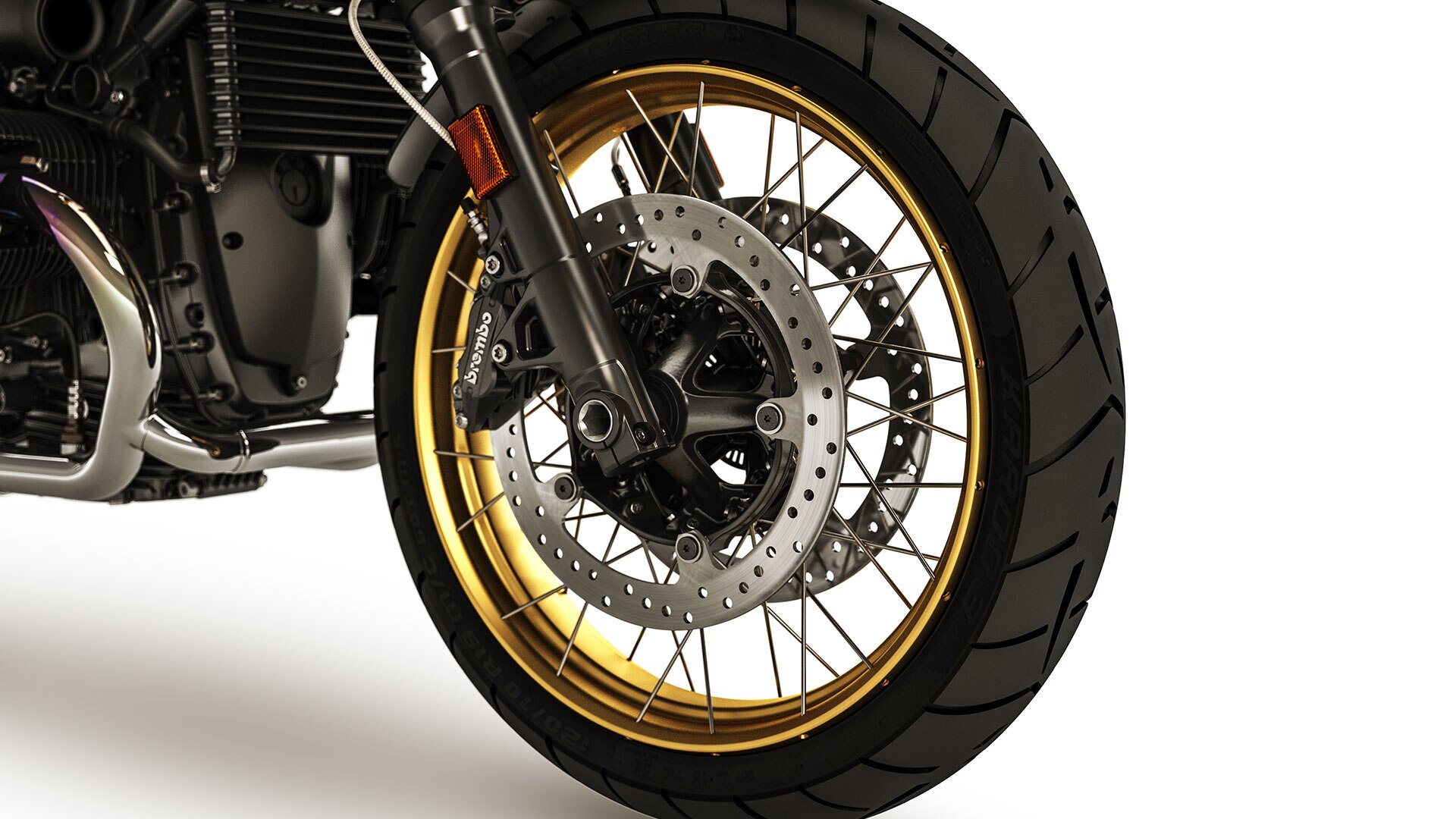 Vemos las llantas doradas de la R nineT Urban G / S.