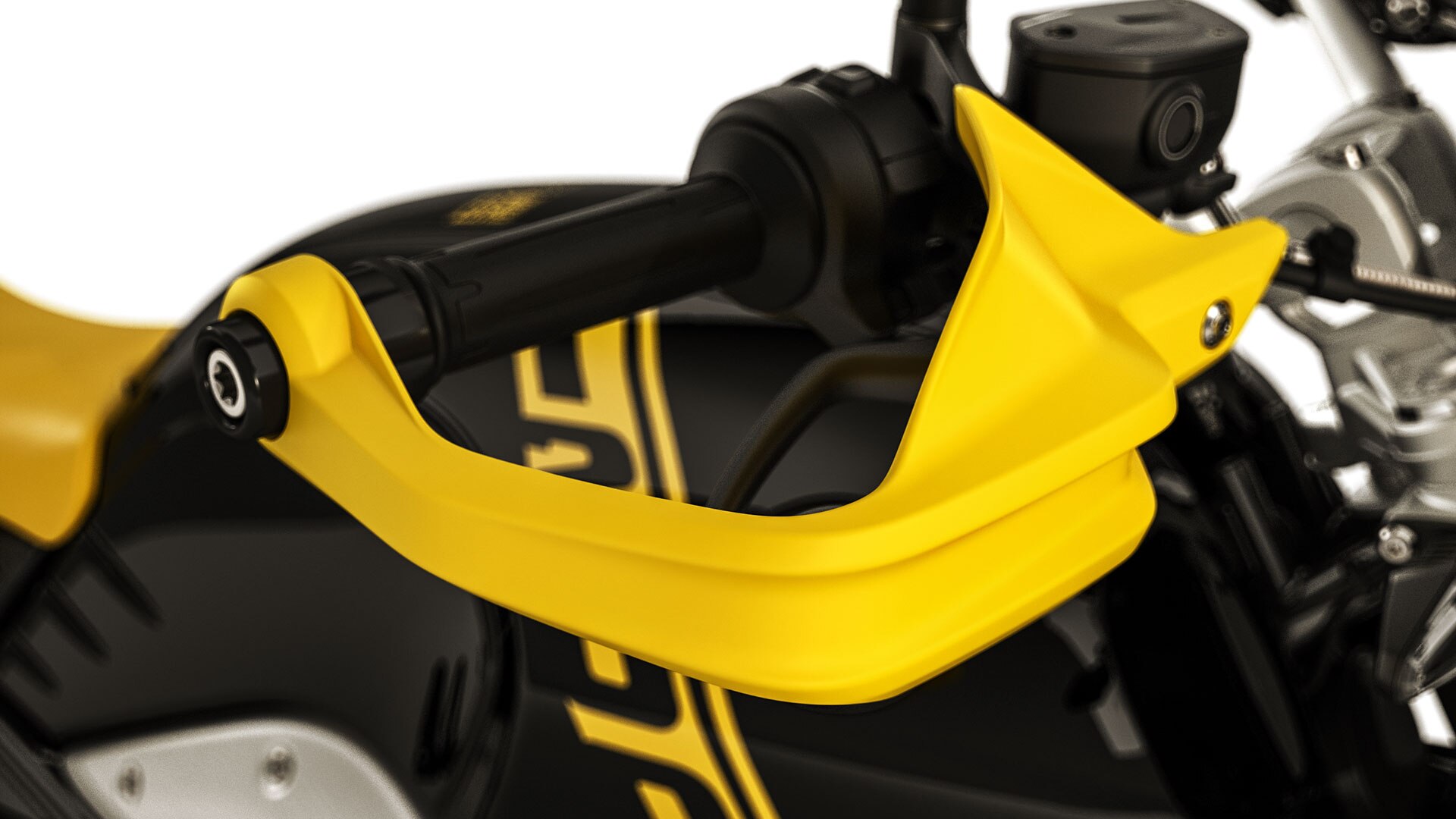 Vemos el protector de mano amarillo de la R nineT Urban G / S.
